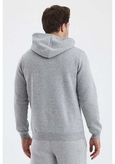 Monox Erkek Kapşonlu 3 İplik Sweatshirt Gri