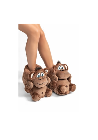 Twigy Monkey Unisex Hayvanlı Panduf Kahverengi 36/43 AA0600 Kahverengi