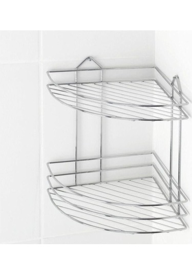 Haus Ek-02 Krom 2 Katlı Banyo Köşe Rafı 2 Katlı Şampuanlık Köşelik Siyah