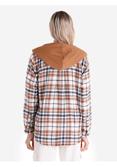 Colin's Colins Regular Fit Kapüşonlu Kareli Kahverengi Kadın Uzun Kol Gömlek Cl1066426 Camel Colin's Colins Regular Fit Kapüşonlu Kareli Kahverengi Kadın Uzun Kol Gömlek Cl1066426 Camel