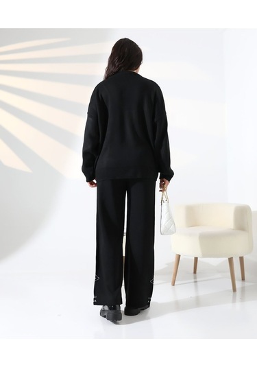 Marakeş Esintisi Alt-üst Triko Takım Siyah