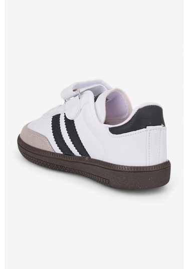 Günlük Unisex Çocuk Sneaker Bağcıklı Hafif Esnek Kaymaz Taban Ayakkabı 105 Beyaz Siyah