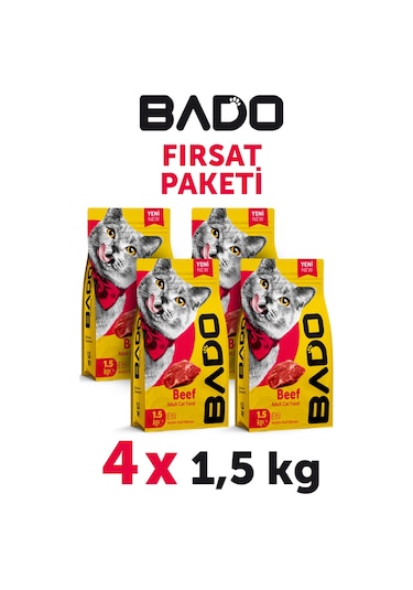 Bado Yetişkin Kedi Maması Etli Biftekli 1,5 Kg 4'lü