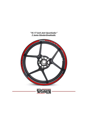 Motosiklet Jant Şeridi Jant Sticker Dekor Model Parçalı Desen Sticker Set Kırmızı