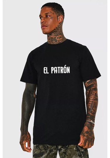 Gang Serıes Erkek Siyah Oversize Medellin Baskılı T-shirt Siyah-65748