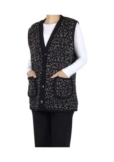 Kadın Önü Düğmeli Cepli Kalın Kışlık Kısa Yelek Vizon