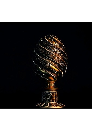 Yumurta Ayet-El Kürsi Kristal Taşlı Dini Obje Biblo Büyük Sarı