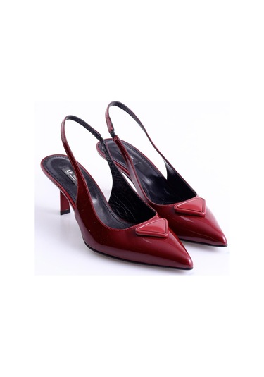 5in1Canpolat Vişne Sivri Burun Topuklu Slingback 24020-vişne Bordo