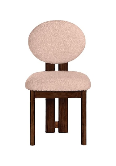 Coco İskandinav Teddy Natural Ahşap Bohem Sandalye Ceviz - Krem