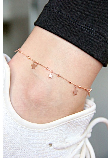 Argentum Concept Yıldızlı 925 Ayar Gümüş Rose Halhal - H003701 Pembe