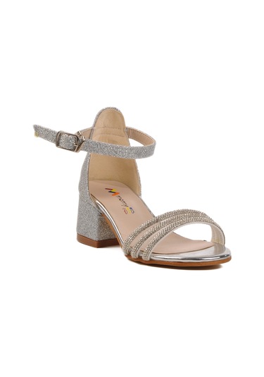 Aspor Gümüş Taş İşlemeli Kız Çocuk Sandalet Çok Renkli