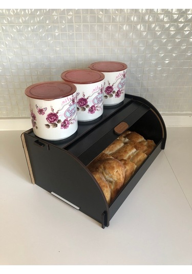 Harmony Ahşap Ekmeklik Organizer,ekmek Kutusu Sepeti, Bakerybox, Ev Hediyesi Siyah