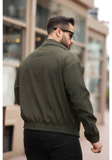 Unisex Yeni Sezon Kapitone Dolgulu Oversize Vintage Haki Çzgl