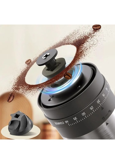 Myinkai Taşınabilir Kahve Değirmeni Elektrikli Usb Şarj Gümüş - Siyah