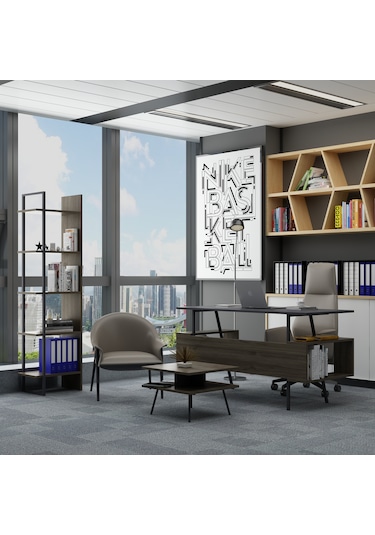 Lagomood İrony Poly Ofis Takımı Antrasit Ceviz