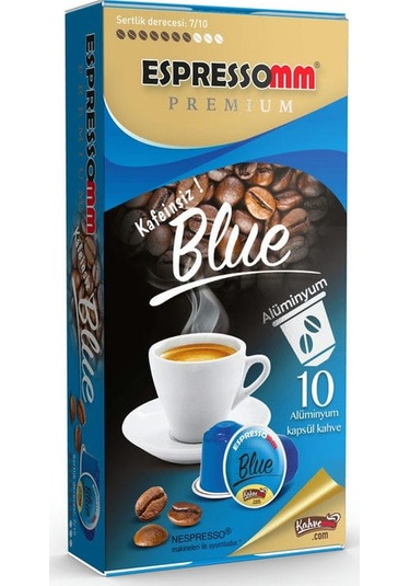 Espressomm® Premium Blue Alüminyum Kapsül Kahve Kafeinsiz 10 Adet