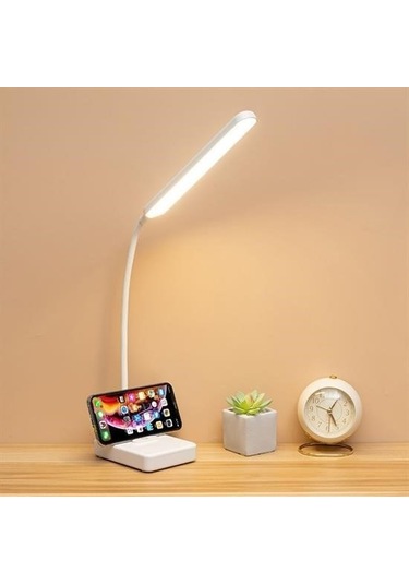 Buffer İnce Uzun Usbli Dokunmatik 3 Kademeli 360 Derece Özel Göz Korumalı Led Lityum Masa Lambası -m11 Beyaz