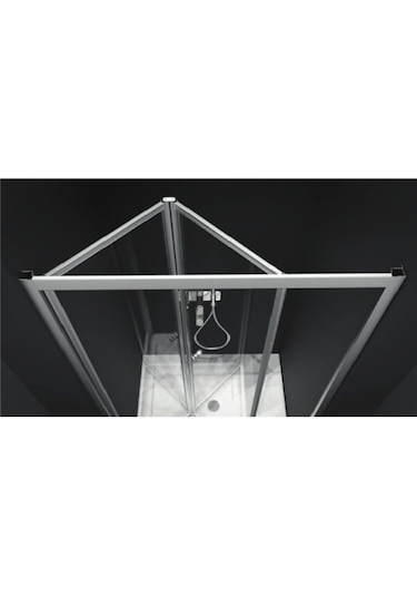 Blackline Katlanır İki Duvar Arası Akordiyon Duşakabin 75 x 79 CM Ölçü-Cam Deseni-75-79 Cm Arası-Şeffaf