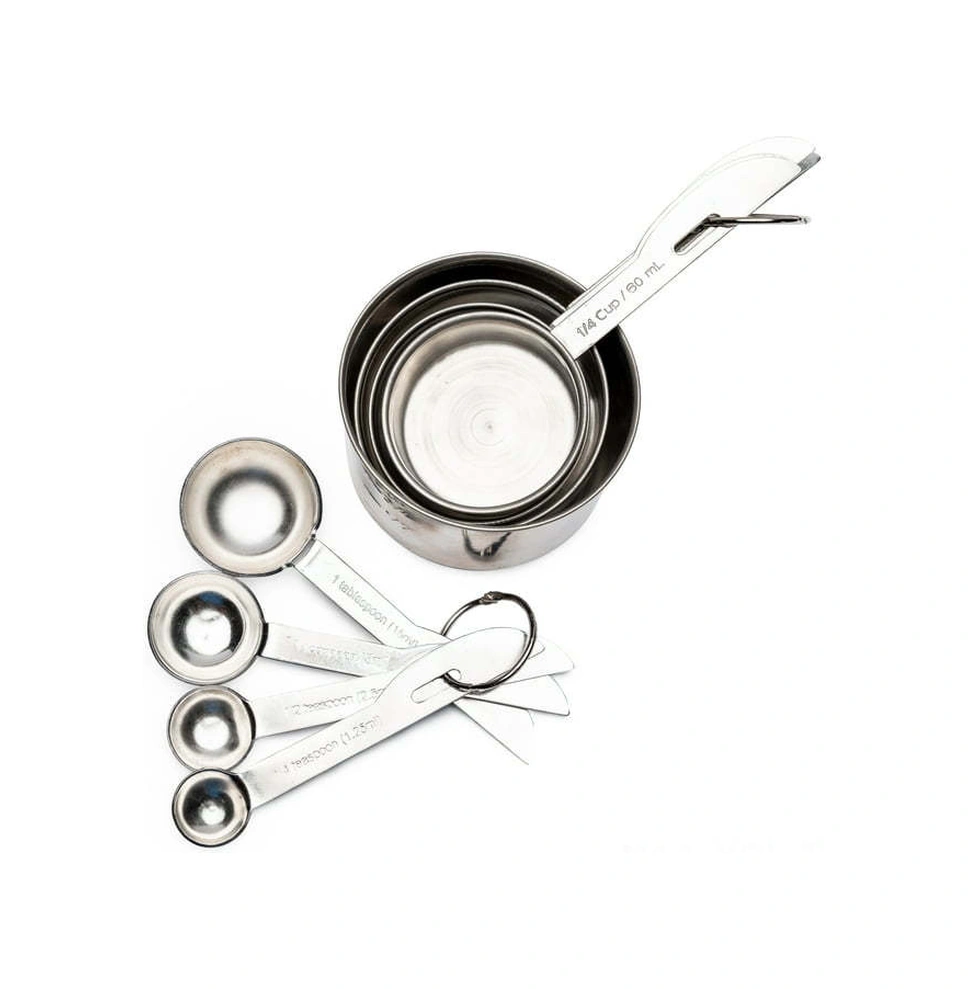 Konesam Stokelebilir 8 Parça Paslanmaz Çelik Ölçü Kase Ve Kaşık Seti - Pişirme Ve Pastacılık İçin Dayanıklı Ölçü Araçları