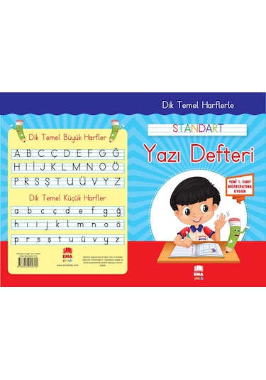 2021 Yeni Müfredat Dik Temel Harfler Renkli Yazı Defteri 3 Adet