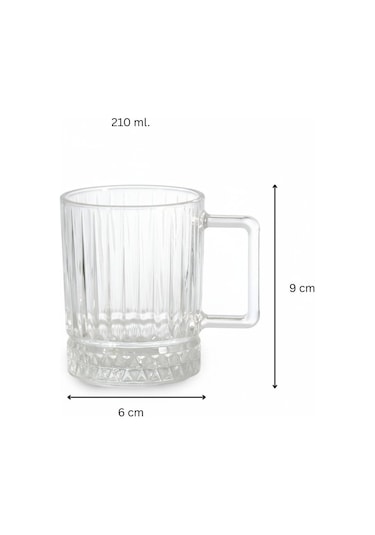 Elysia Dekor 6 Kişilik Cam Çay-kahve Kupa Takımı 6 X 210 Ml. Şeffaf