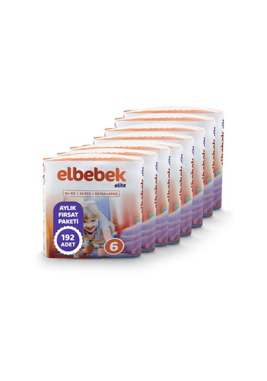 Elbebek Elite Bebek Bezi 6 Numara XLarge Fırsat Paketi 192 Adet 8'li