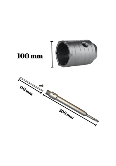 Tomax Sds Plus Elmaslı Beton Delme Ucu 100 Mm Panç + 200 Mm Adaptör