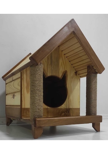 Kedi Evi Kedi Yuvası Ahşap Iç Mekan Barınak