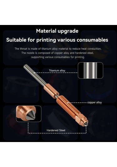 Fosenze Ender-3 V3/k1c/k1 Max Uyumlu 0.2mm Çelik Kaplama Bimetalik Nozzle - 3d Yazıcı Parçası Gümüş