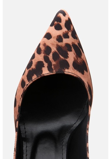 Kadın Taba Leopar Desenli Ayarlanabilir Tokalı Stiletto Taba