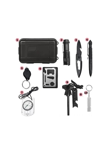 Dofolink 10 Par&ccedil A Taktiksel Hayat Kurtarma Seti - Dışarda Ve Araçta Acil Durumlar İ&ccedil İn Kompakt S&uuml R&uuml C&uuml Kutusu Çok Renkli