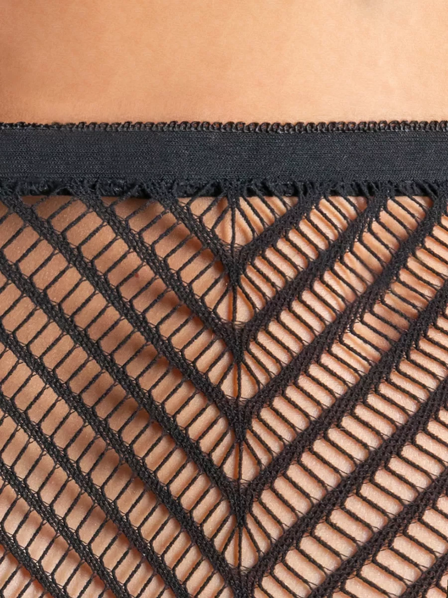 Calzeamo Desenli Y2k Fileli Naylon Külotlu Çorap 116551941 Siyah Mat