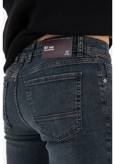 Erkek Taşlamalı Antrasit Slim Fit Likralı Esnek Jeans Kot Pantolon (492242320)