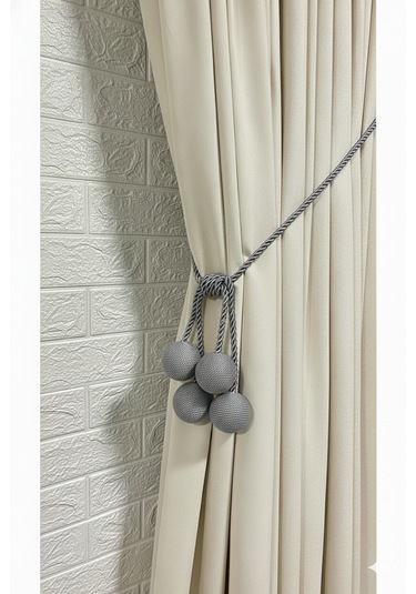 Modern Sarım 4 Toplu Braçol Kornişe Takmatik Ipli Tavan Perde Aksesuarı Gri