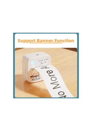 Vkemall B1 Mini Termal Yazıcı 58mm - Bluetooth, Aı Portre, Faturalar/notlar, 1200mah Pil, Pembe Ayı Desenli, 1 Roll Kağıt Dahil