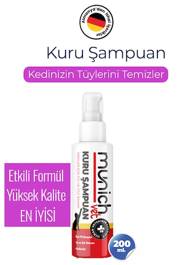 Munich Vet Kedilere Köpüklü Kuru Şampuan 200 ML