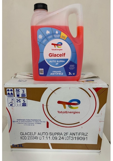 Total Glacelf 2 F Supra Organik Kırmızı Antifriz 3 Lt X 5 Adet