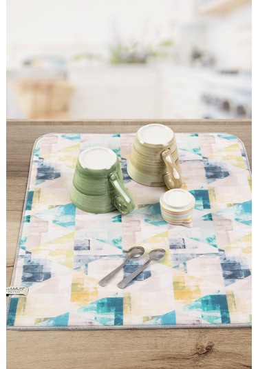 Baskılı Bulaşık Kurutma Matı 42x50 Cm Mf-073 Çok Renkli