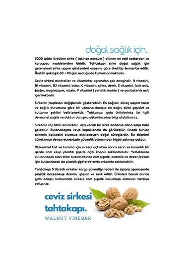 Tahtakapı Ceviz Sirkesi 500 ML