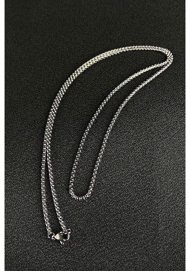 Örgü Zincir Model Şık 65Cm Uzunluk Gümüş Renk 316L Çelik Kolye (507253441)