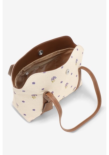 Mavi Çiçekli Kanvas Bowling Omuz Çantası 270 Mavi Çiçekler