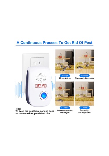 Yifomall 6'lı Paket Abs Ultrasonik Kovucu - 800-1200 Ft² Kaplama, 4-6w, Ac 90-250v, Mavi Işık, Uzun Avrupa Şarjı İç Kullanım Beyaz