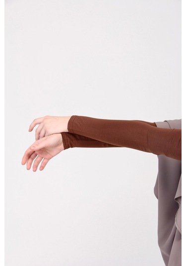 Likralı Kaymayan Kurtarıcı 1 Çift Tesettür Kolluk Çikolata