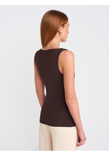 Dilvin 20977 Kalın Askılı Poliamid Atlet-koyu Kahve Koyu Kahve