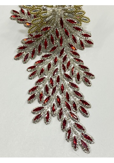 Ütüyle Yapışan Kristal Taşlı Aplike - Kırmızı