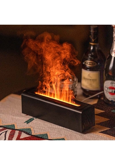 Dq711 Alev Aromaterapi Difüzör Sessiz Usb Hava Nemlendirici Siyah