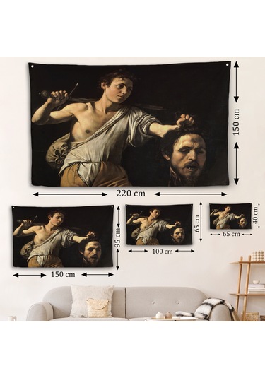 Caravaggio - David With The Head Of Goliath, Davud Goliath'ın Başı Duvar Örtüsü-7066