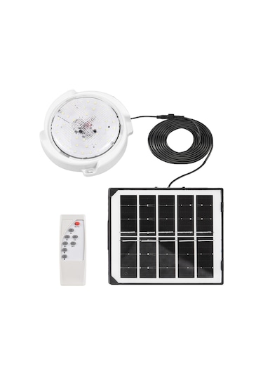 Lemestar Güneş Enerjili Tavan Lambası 60w 50 Led, Uzaktan Kumanda, 3-5-8 Saat Zamanlama, 5m Kablolu, Balkon/ev/çatı İçin