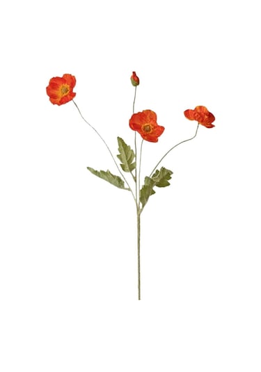 Yapay Çiçek Gelincik Çiçeği Kırmızı Renk 3 Çiçek 1 Tomurcuk 59cm