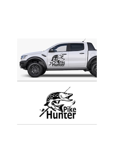 30 X 30 cm - Pike Hunter Oto Sticker. Balık Avı Oto Sticker